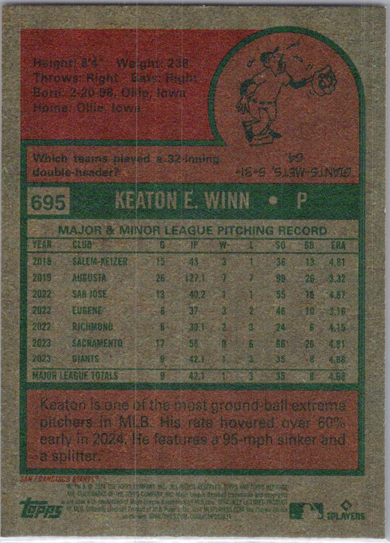 2024 Topps Heritage #695 Keaton Winn San Francisco Giants