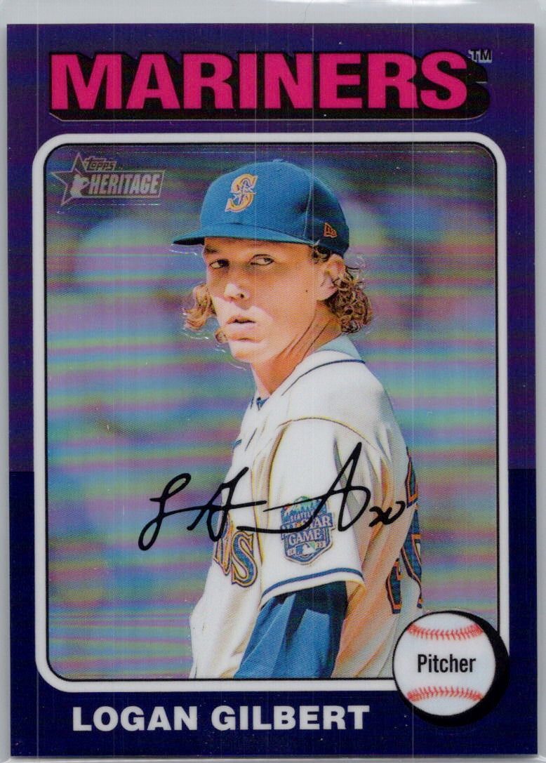 2024 Topps Heritage #543 Logan Gilbert Chrome Purple Refractor Seattle Mariners