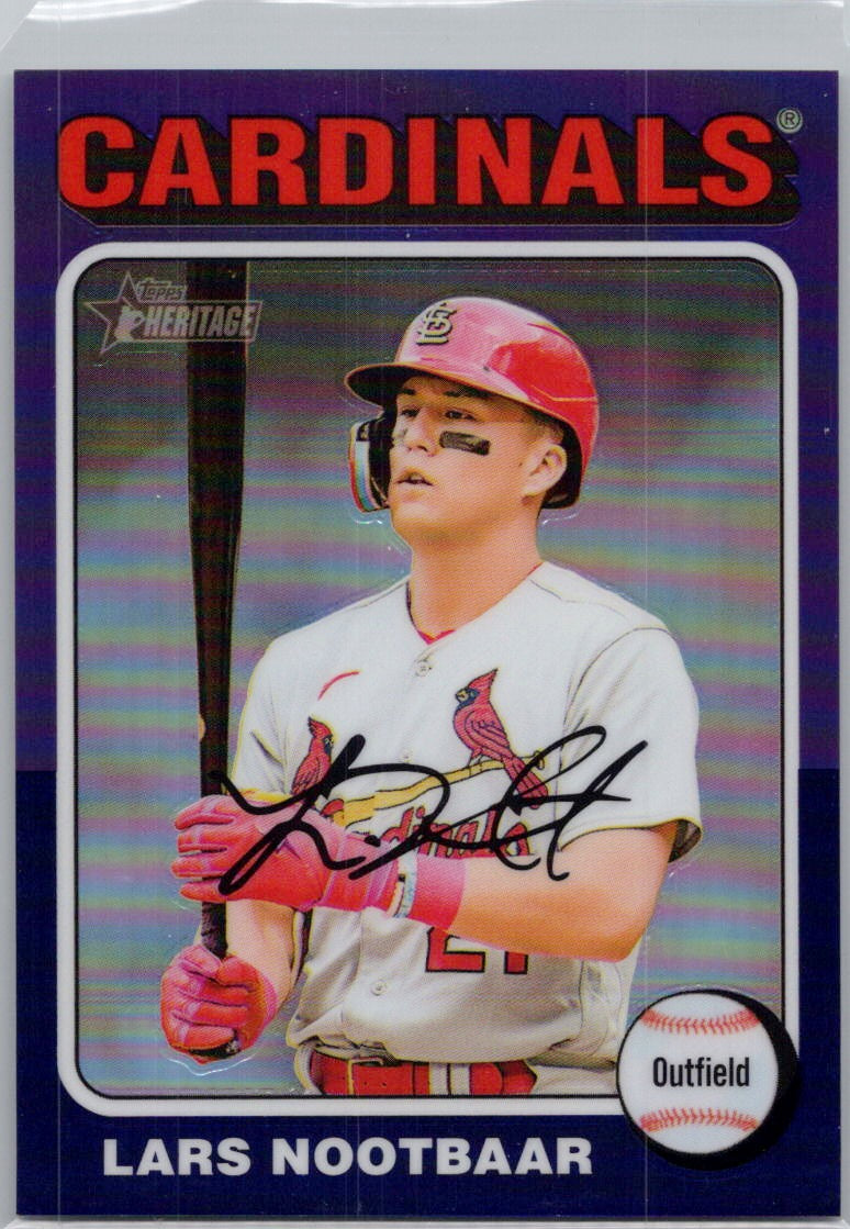 2024 Topps Heritage #166 Lars Nootbaar Chrome Purple Refractor St. Louis Cardinals