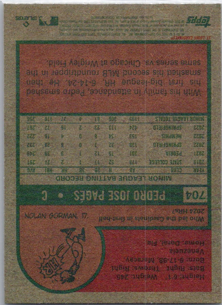 2024 Topps Heritage #704 Pedro Pagés St. Louis Cardinals