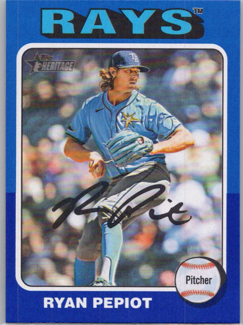 2024 Topps Heritage #668 Ryan Pepiot Dark Blue Border Tampa Bay Rays