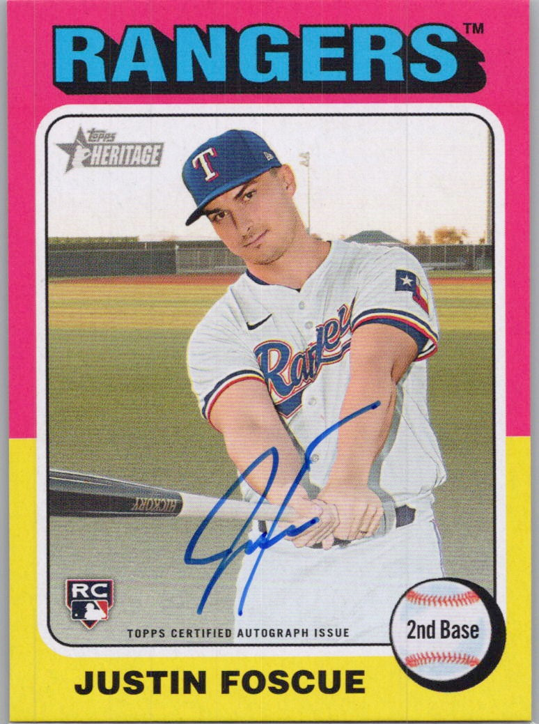 2024 Topps Heritage #ROAJU Justin Foscue Real One Autographs (High Number) Texas Rangers