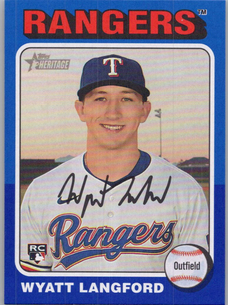 2024 Topps Heritage #581 Wyatt Langford Dark Blue Border Texas Rangers