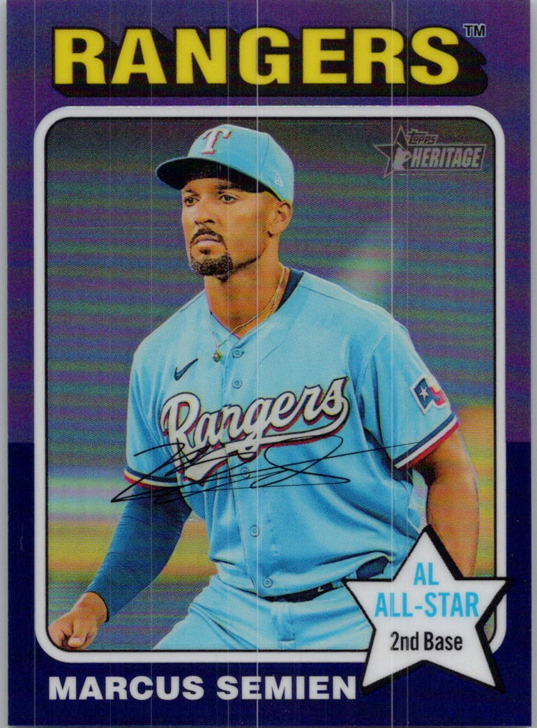 2024 Topps Heritage #127 Marcus Semien Chrome Purple Refractor Texas Rangers