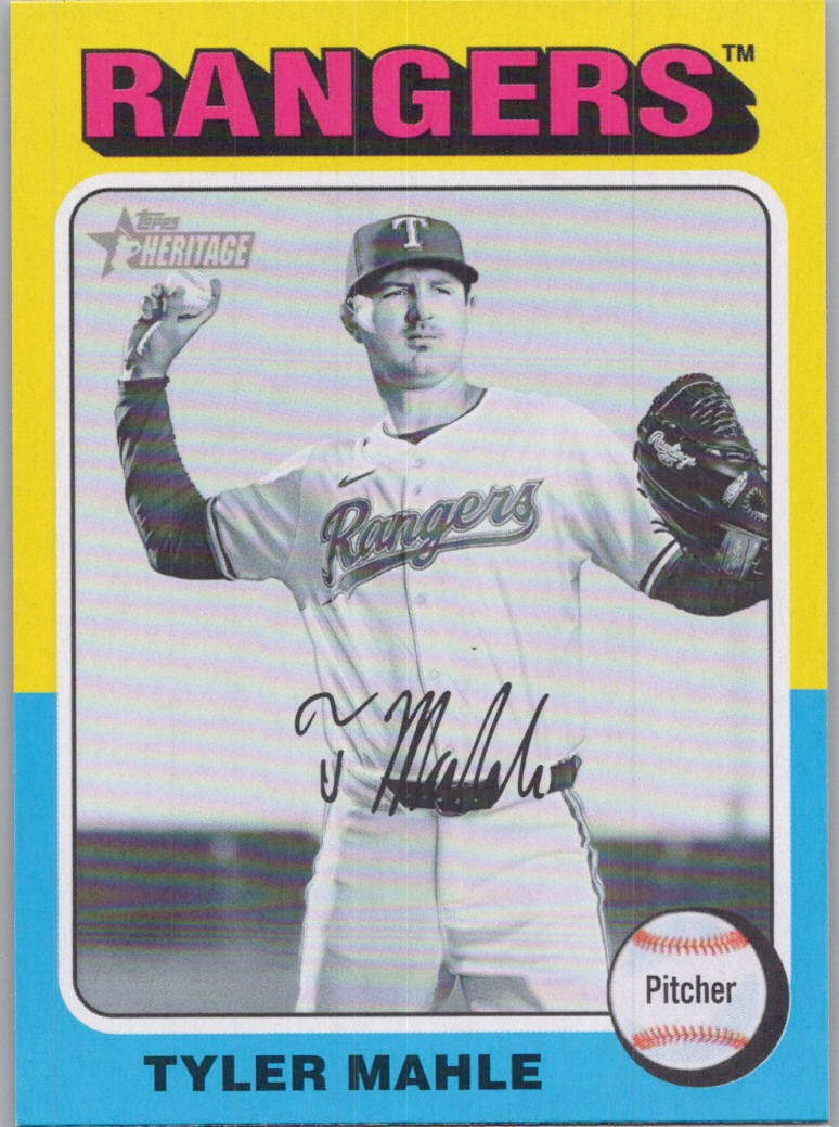 2024 Topps Heritage #527 Tyler Mahle Black and White Image Texas Rangers