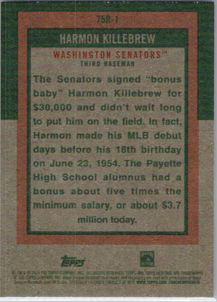 2024 Topps Heritage #75R-1 Harmon Killebrew 1975 Retires Washington Senators