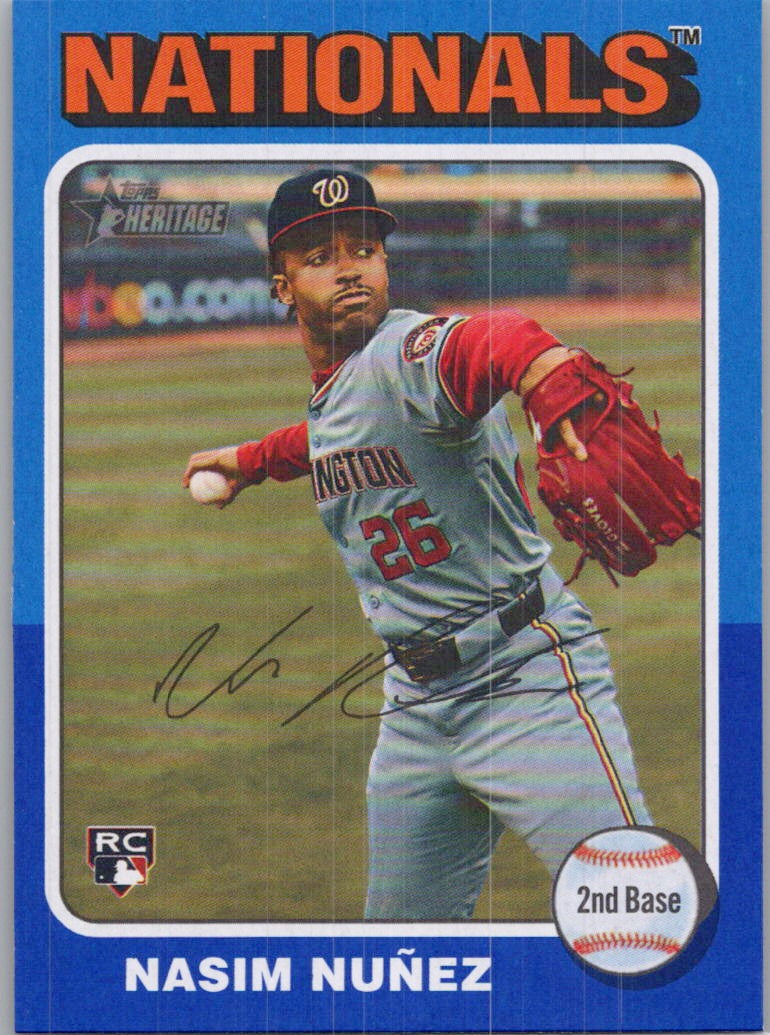 2024 Topps Heritage #687 Nasim Nuñez Dark Blue Border Washington Nationals