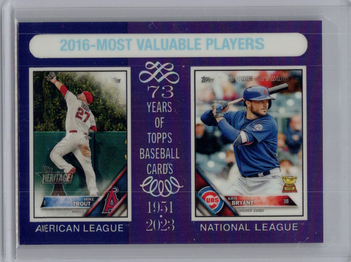 2024 Topps Heritage #209 2016 MVPs (Mike Trout / Kris Bryant) MVP Chrome Purple