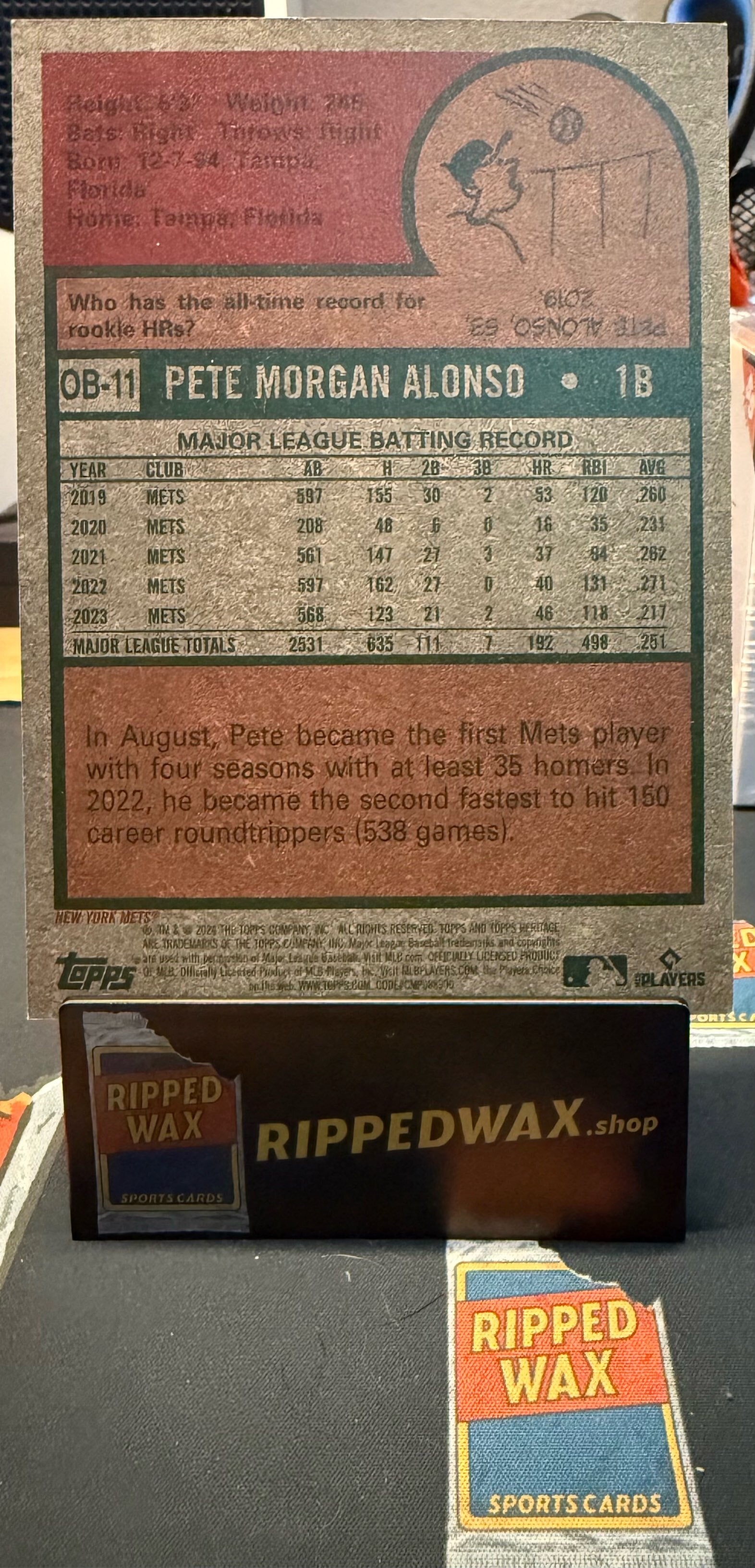 2024 Topps Heritage #OB-11 Pete Alonso Oversized 1975 Topps Box Loaders