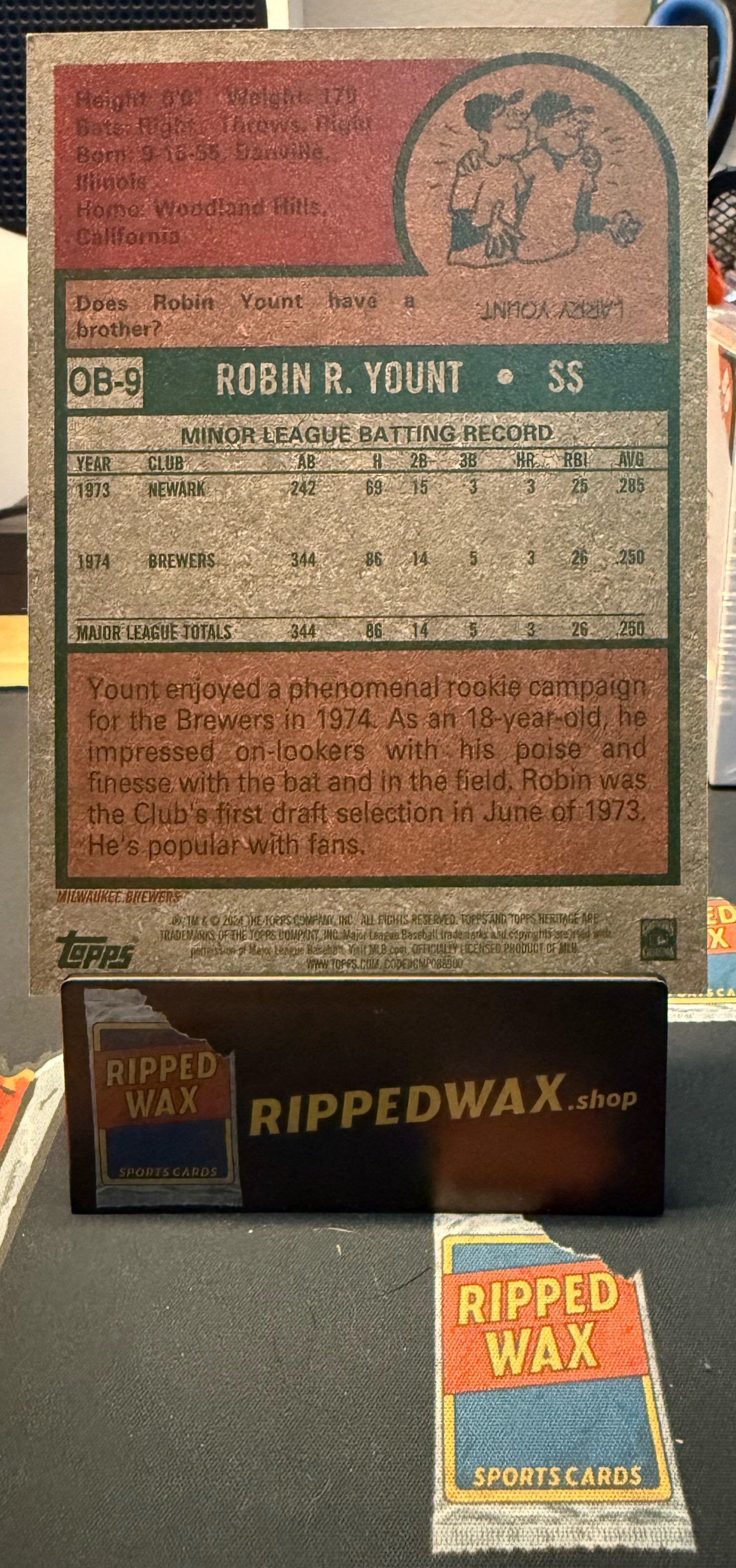 2024 Topps Heritage #OB-9 Robin Yount Oversized 1975 Topps Box Loaders