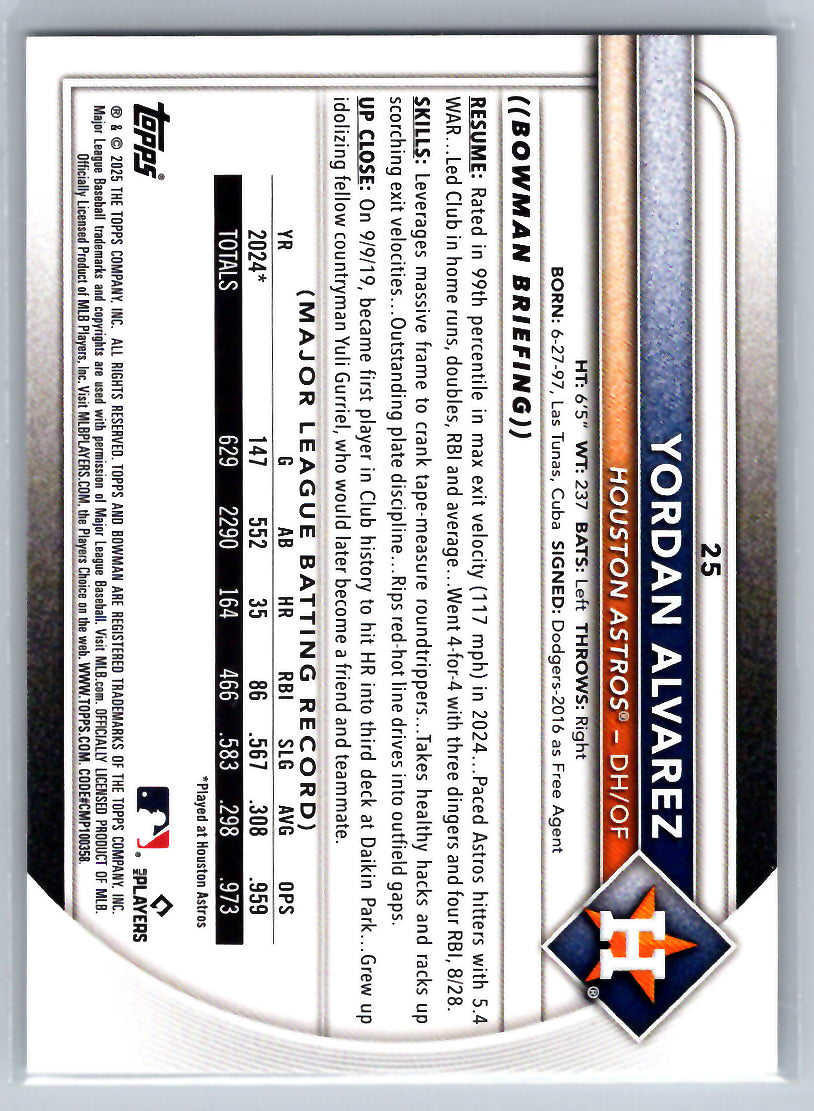 2025 Bowman #25 Yordan Alvarez Houston Astros
