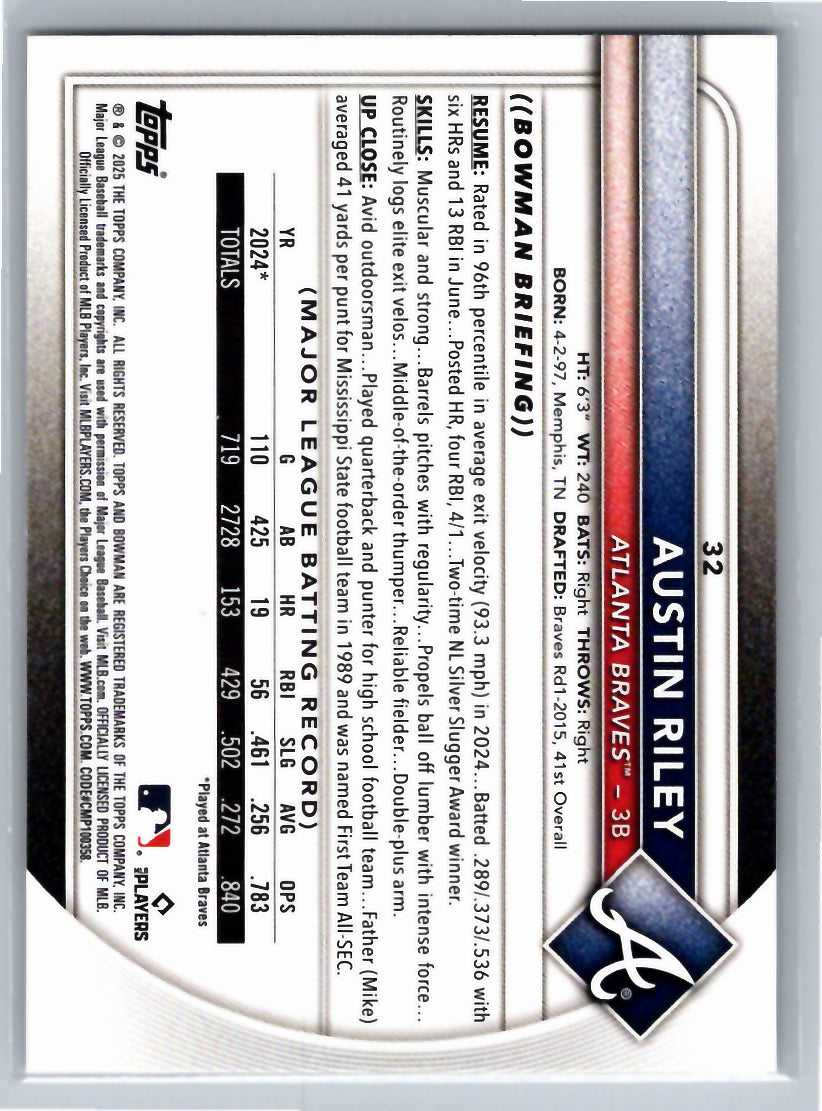 2025 Bowman #32 Austin Riley Atlanta Braves