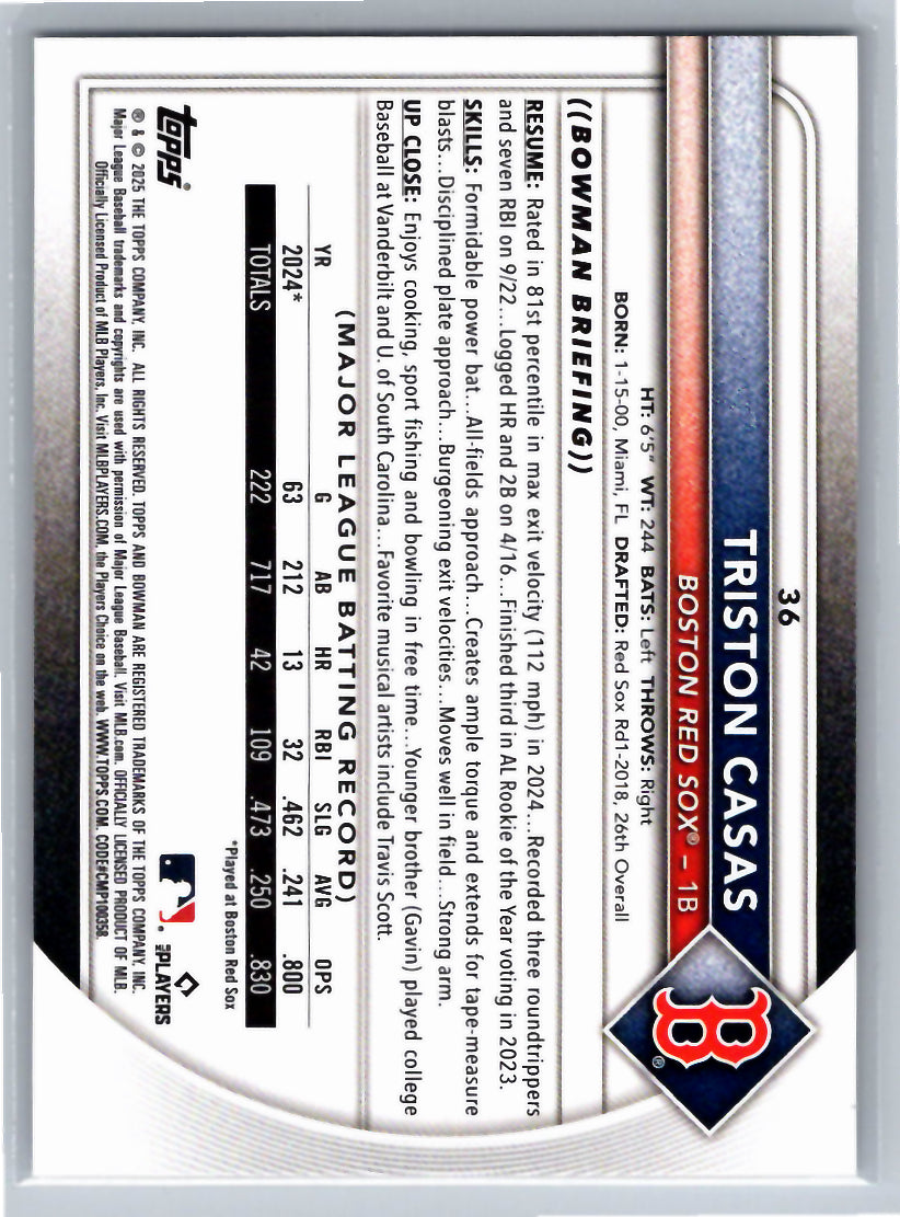 2025 Bowman #36 Triston Casas Boston Red Sox