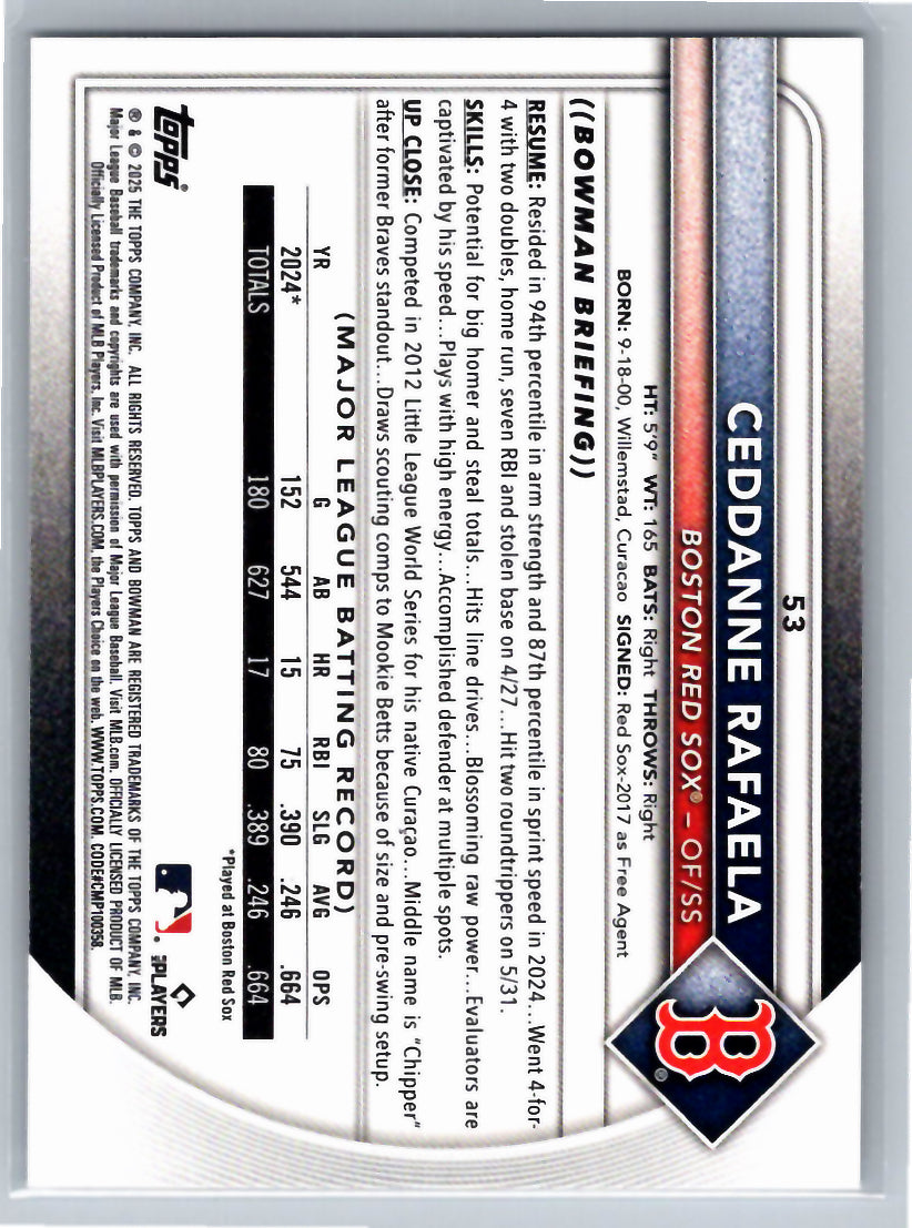 2025 Bowman #53 Ceddanne Rafaela Boston Red Sox