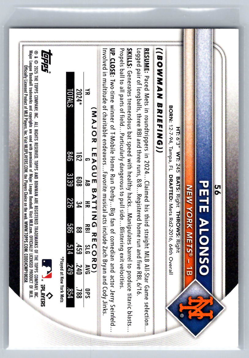 2025 Bowman #56 Pete Alonso New York Mets