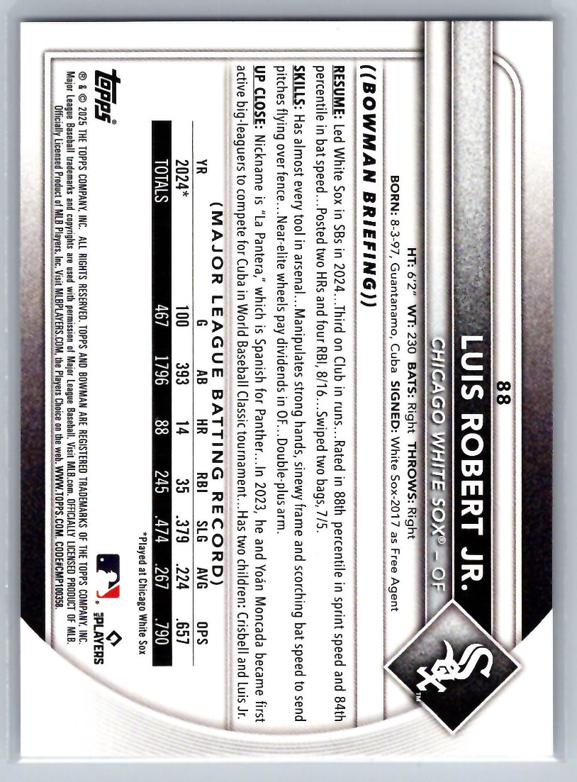 2025 Bowman #88 Luis Robert Jr. Chicago White Sox