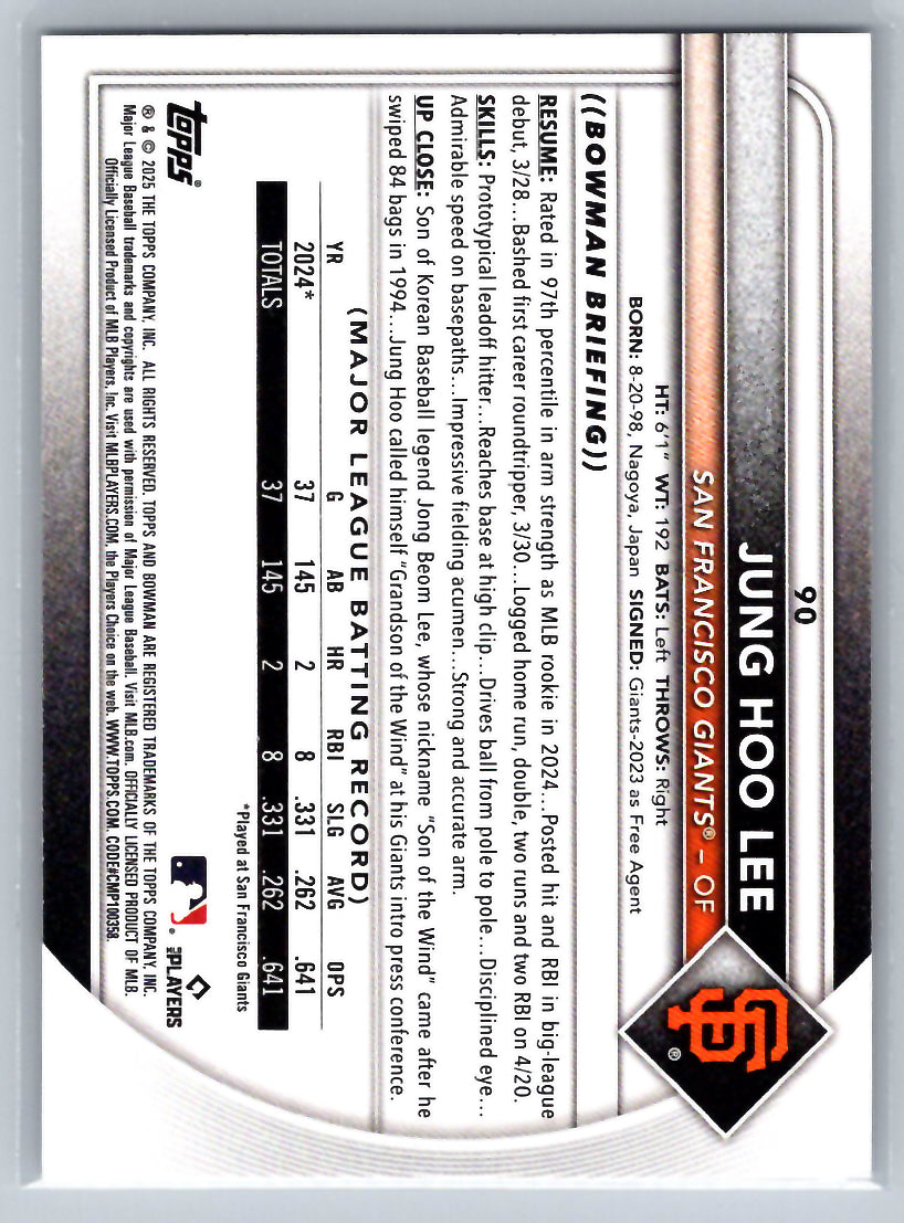 2025 Bowman #90 Jung Hoo Lee San Francisco Giants